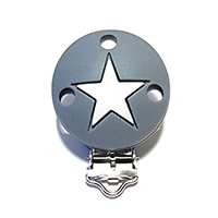 Круглая  серая со звездой клипса