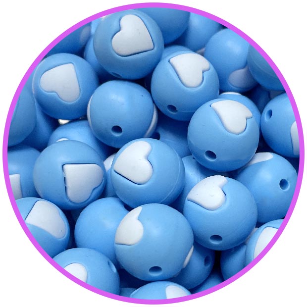 бусина голубая сердце pastel blue