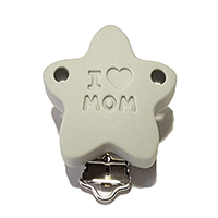Звезда I LOV MOM светло серая  клипса