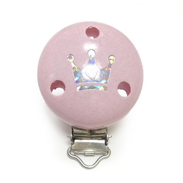 Клипса с Короной Нежно Розовый (деревянная, германия)