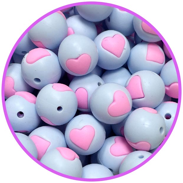 бусина pastel blue сердце пинк