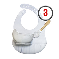 Комплект Мрамор (нагрудник зауженный+тарелка+ложка деревянная)