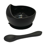 Тарелка + ложка силиконовые Черная (Завод 2)