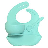 Комплект turquoise (тарелка +ложка силиконовая+нагрудник)