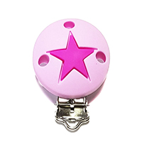 Круглая  pale pink со звездой клипса