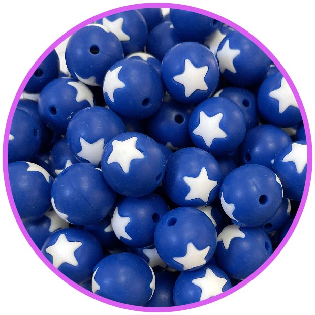бусина темно синяя со звездой белой