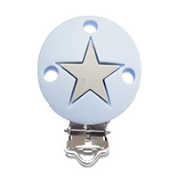 Круглая  pastel blue со звездой светло серой клипса