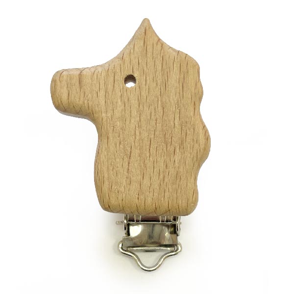 Единорог клипса деревянная (без покрытия)