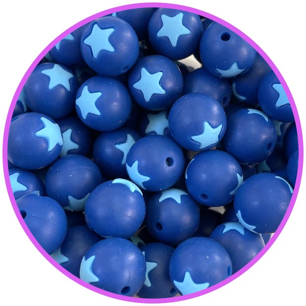 бусина темно синяя со звездой голубой