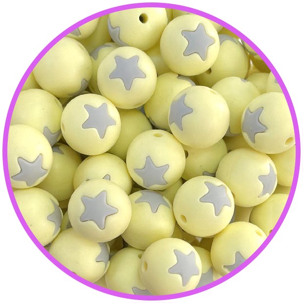 бусина крем со звездой светло серой
