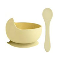 Тарелка+ложка Pastel Yellow силиконовые (завод 1)