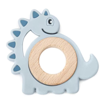 Дино серо-голубой на деревянном кольце
