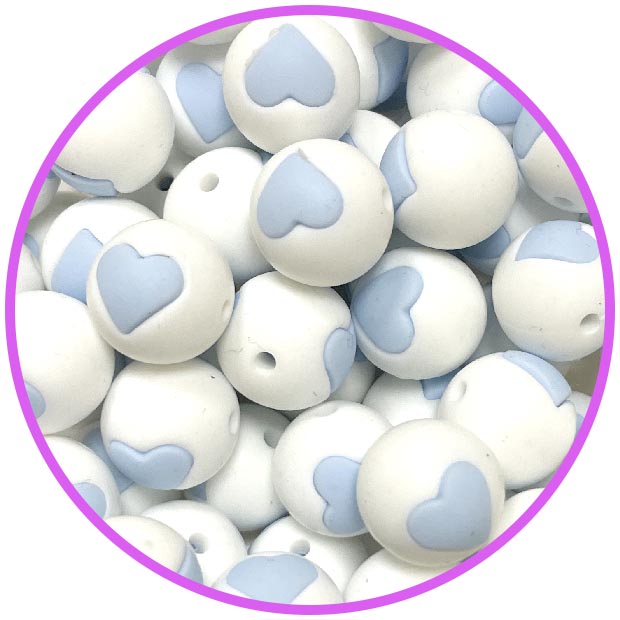 бусина белая сердце pastel blue