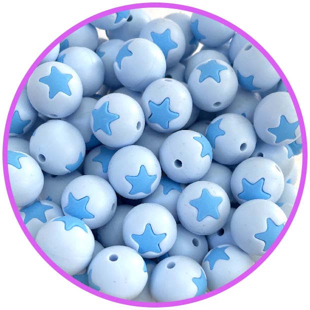 бусина pastel blue со звездой голубой