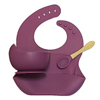 Комплект Red Wine (тарелка +ложка c деревяной ручкой+нагрудник)