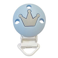 Круглая  pastel blue с короной светло серой клипса