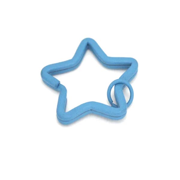 Звезда  голубая (металлическое кольцо для брелков)