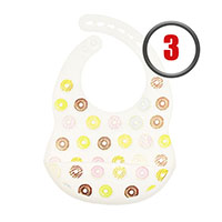 Нагрудник зауженный силиконовый пончики (белый) (Завод 3)