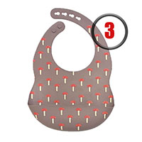 Нагрудник зауженный силиконовый Грибочки Deep Gray(Завод 3)