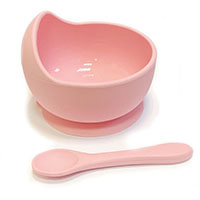 Тарелка + ложка силиконовые Quartz pink (Завод 3)