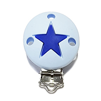 Круглая  pastel blue со звездой темно синей клипса