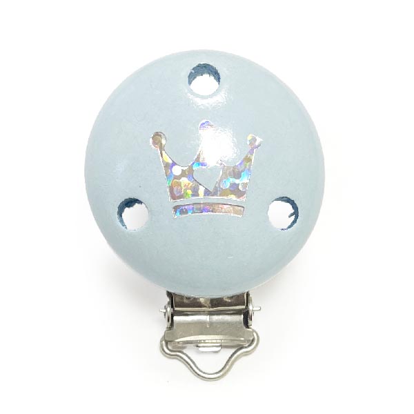 Клипса  с Короной Нежно голубой (деревянная, германия)