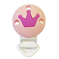 Круглая  candy pink с короной пинк клипса