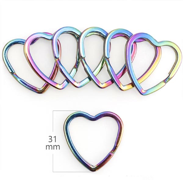Сердечко радужное (металлическое кольцо для брелков)