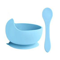 Тарелка+ложка Baby Blue силиконовые (завод 1)