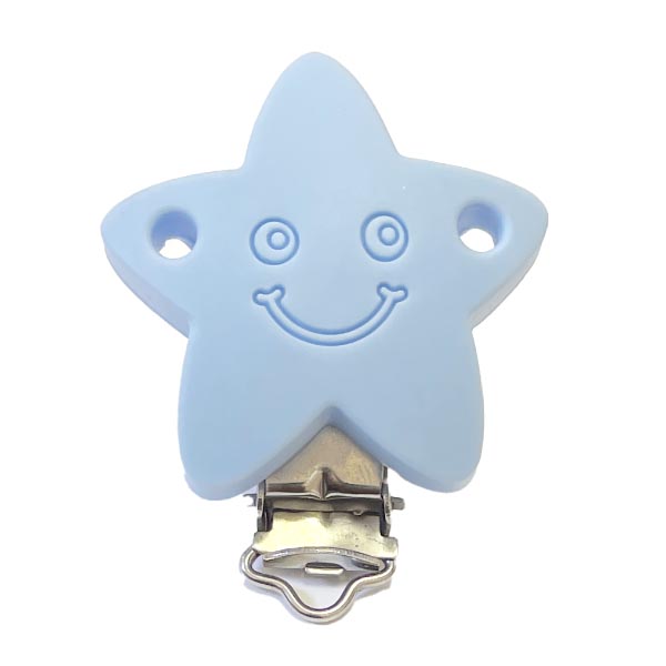 Звезда Смайлик pastel blue  клипса