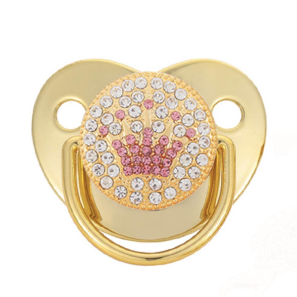 Пустышка Золото с цепочкой и стразами Корона (Размер М 6-12 мес)