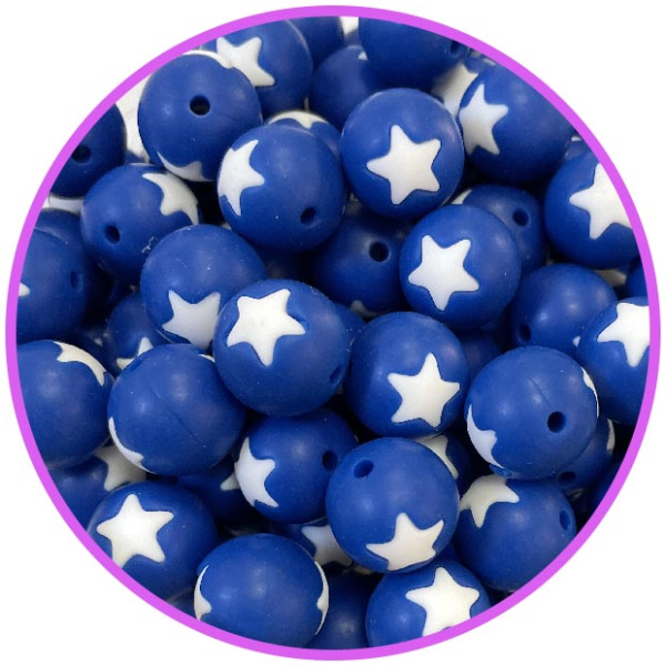 бусина темно синяя со звездой белой