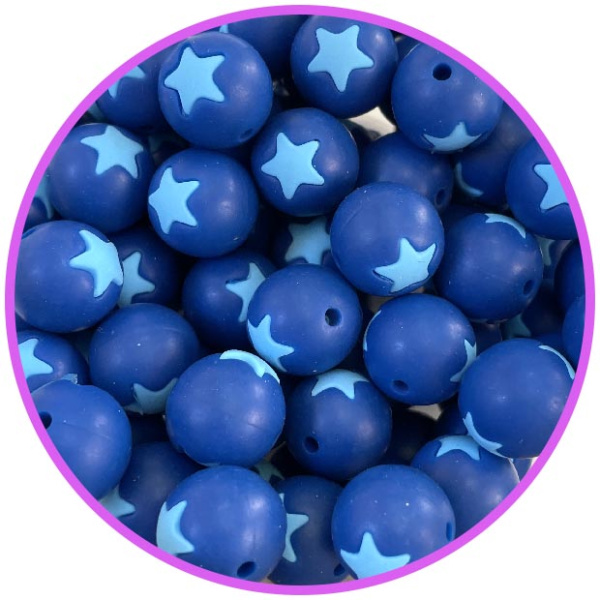 бусина темно синяя со звездой голубой