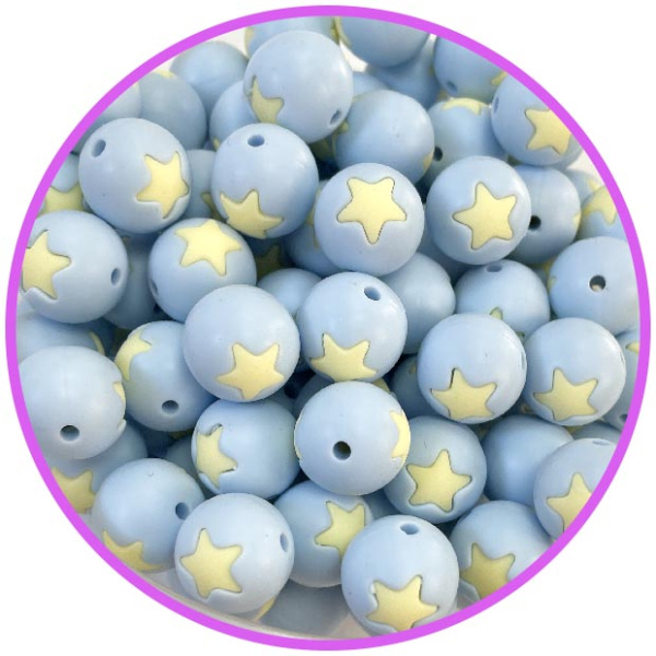 бусина pastel blue со звездой крем