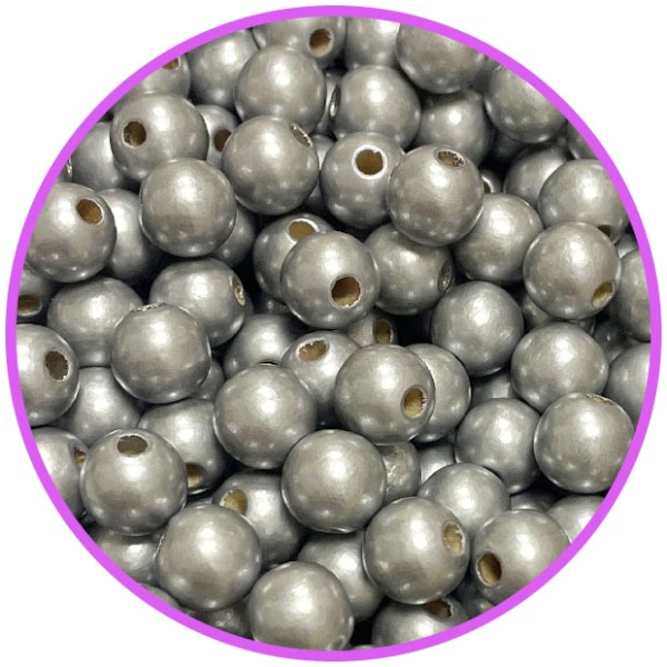 Бусина серебро 10 мм (германия, дерево)