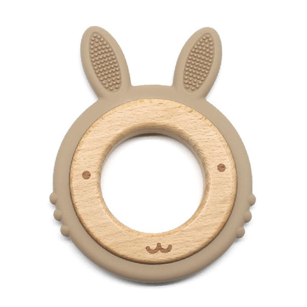Зайчик Светло Коричневый на деревянном кольце