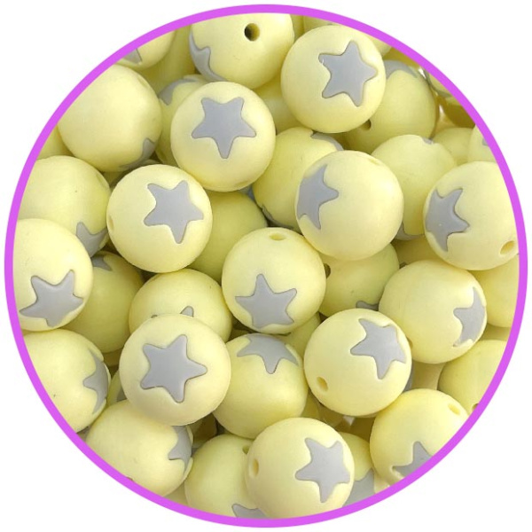 бусина крем со звездой светло серой