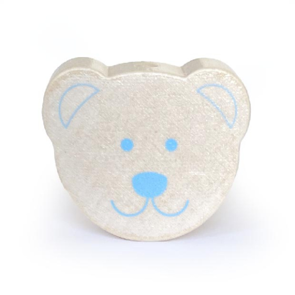 Мишка натуральный с голубым (дерево)