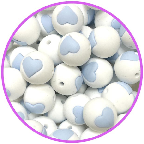 бусина белая сердце pastel blue