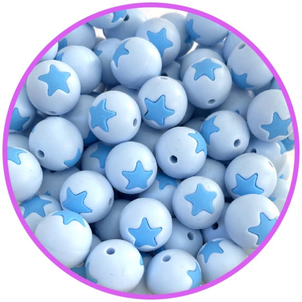 бусина pastel blue со звездой голубой