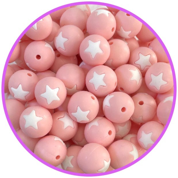 бусина candy pink со звездой белой