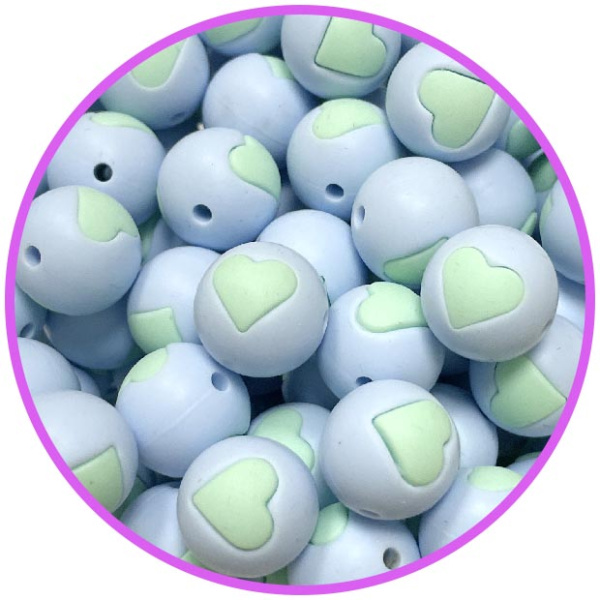 бусина pastel blue сердце мята