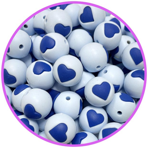 бусина pastel blue сердце темно синее