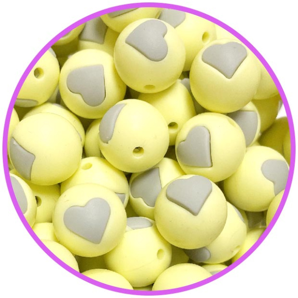 бусина крем сердце светло серое