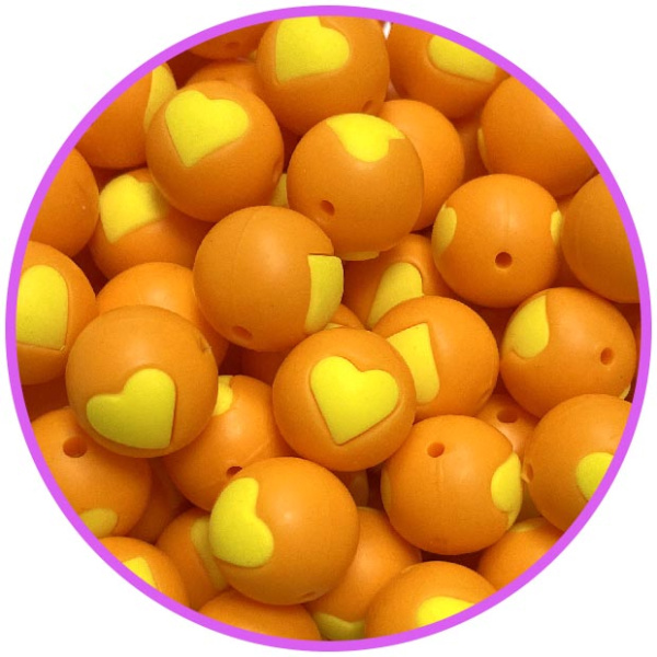 бусина оранжевая сердце желтое